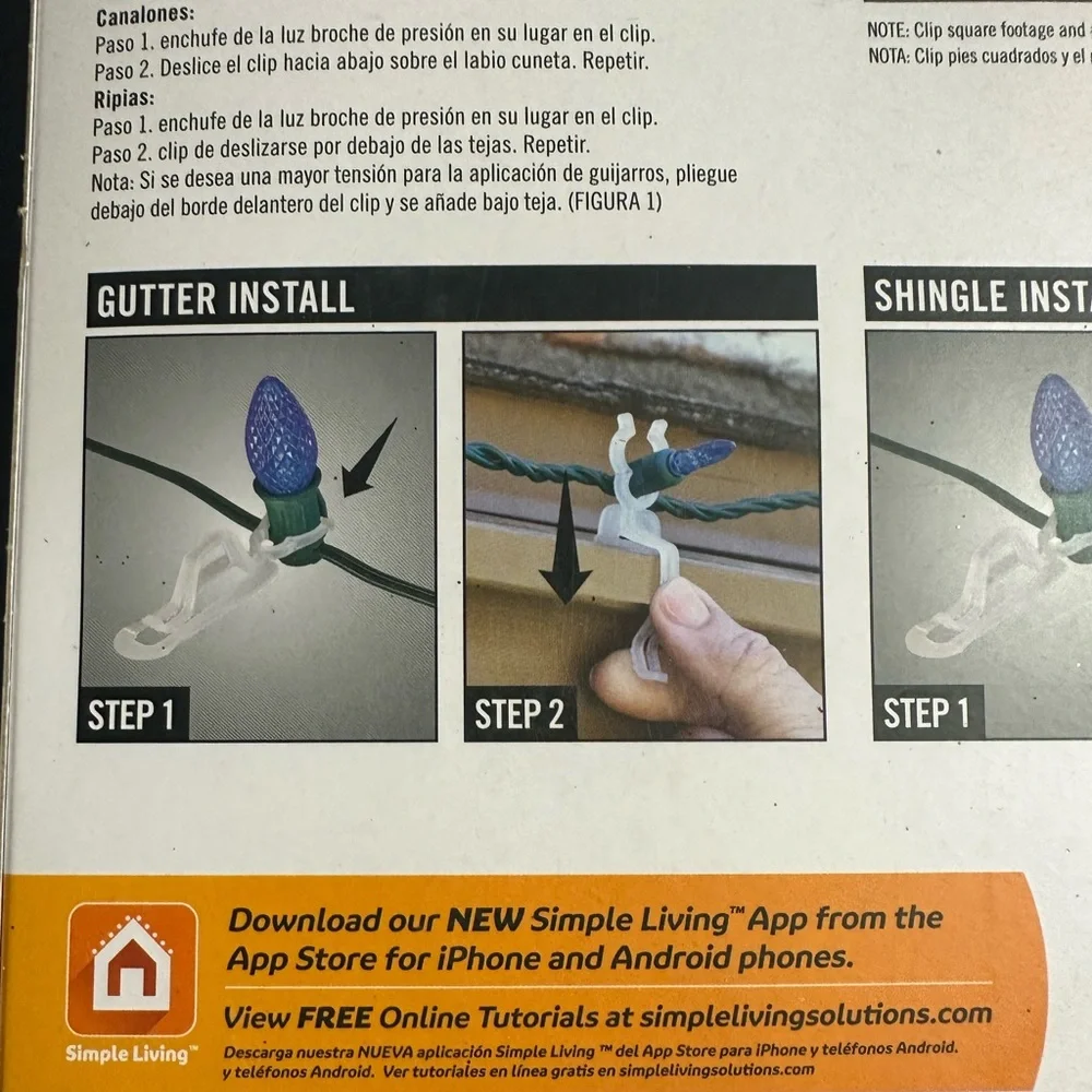 🌸 $3 if bundled Universal Light Clips for gutters shingles & tile 100 Clips NWT